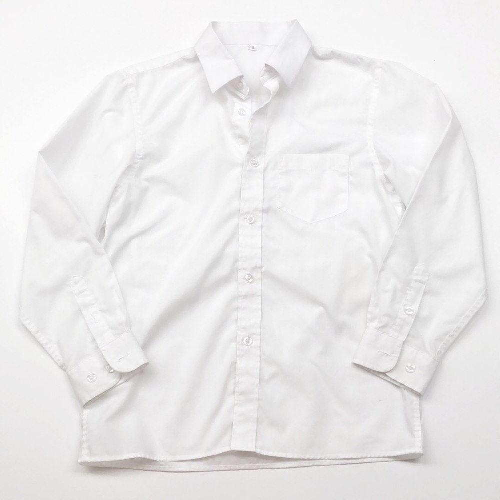 Boys solid white long sleeve button down shirt